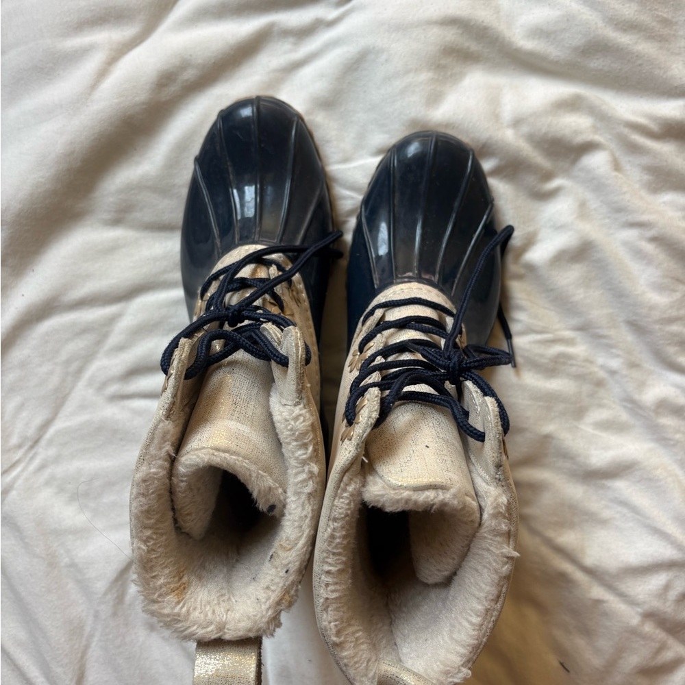 Jack Rogers Navy and Cream Winter Duck Boots